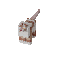 a 3d model of a brown and white cat with a pink tail