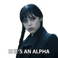 a woman with braids has the words she 's an alpha written below her