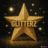 a golden star with the word glitterz on it