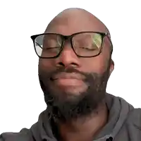 a bald man with a beard wearing glasses