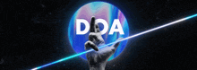 a hand is pointing at the word doa on a cd