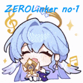 a cartoon drawing of a girl with wings and the words zerolinker no 1 below her
