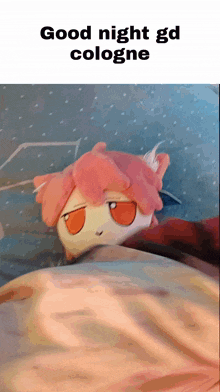 a picture of a stuffed animal with the words " good night gd cologne " below it
