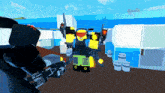 a robot in a video game with a gun that says ' assault rifle ' on it