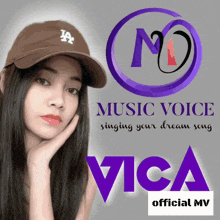 a woman wearing a baseball cap is featured on a music voice official mv