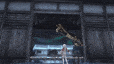 a couple of anime characters standing next to each other with one holding a sword