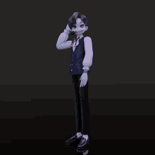 a 3d model of a boy wearing a tuxedo and a watch