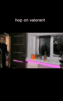 a group of people are playing a video game with the words hop on valorant on the bottom