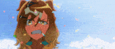 a cartoon girl with a bandage on her head is surrounded by confetti