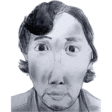 a pencil drawing of a man 's face with a surprised look on his face