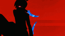 a silhouette of a person with red eyes holding a knife