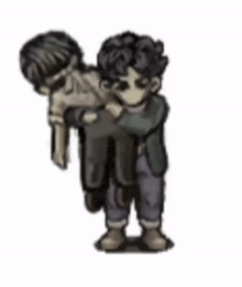 a boy is carrying another boy on his back .