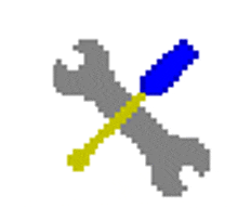 a pixel art of a wrench and a screwdriver
