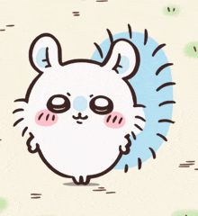a cartoon drawing of a hedgehog with a rabbit 's head