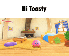 a picture of a room with the words hi toasty written above it