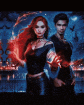 a man and a woman with red hair are standing next to each other .