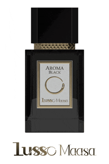 a black bottle of lusso maasa aroma black perfume