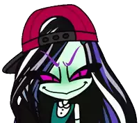 a cartoon of a girl wearing a red hat