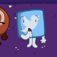 a cartoon character with a twitter logo on it 's face