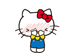 hello kitty is holding a sign that says i love you