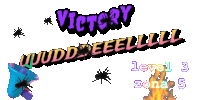 a victory sign with spiders in the background