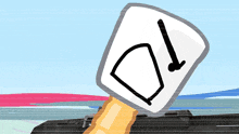 a cartoon drawing of a hammer with an arrow pointing to the right