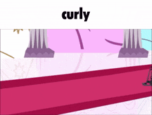 the word curly that is on a cartoon