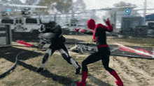 two spidermans are fighting each other in a video game