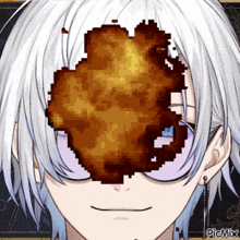 a pixel art of a person 's face with the word picmix below it