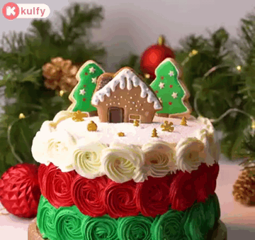 Premium Vector | A christmas cake with a picture of a christmas cake on it