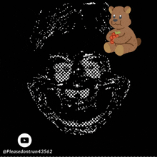 a black background with a teddy bear and the words " bom dia "