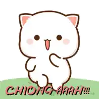a cartoon cat is standing in the grass with the words chiong aaah written on it