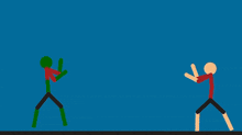 two stick figures are fighting each other with a blue background