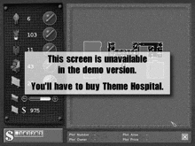 a screenshot of a game that says this screen is unavailable in the demo version