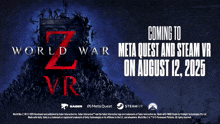 an advertisement for world war z vr says pre-order now