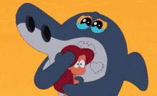 heart beating out of chest cartoon zig and sharko hug emotional