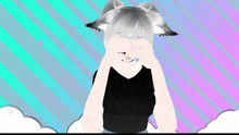 a drawing of a girl with ears and the words please no on the bottom