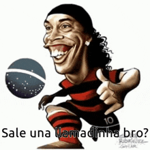 a cartoon of a soccer player giving a thumbs up with the words sale una llamadinha bro .