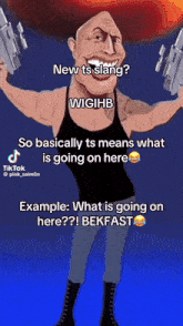 a cartoon of a man holding two guns with the words new ts slang
