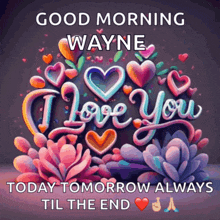 a poster that says good morning wayne today tomorrow always till the end