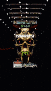 a black background with a skull and the words insanity