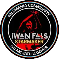 a logo for iwan fals starmaker shows a man holding a microphone