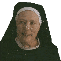 a nun wearing a black robe and a white head scarf