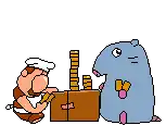 a pixel art of a man and a hamster playing a game