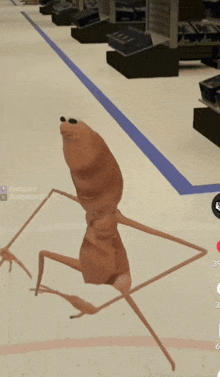 a computer generated image of a giant ant walking down a store floor