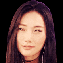a close up of a woman 's face with long hair