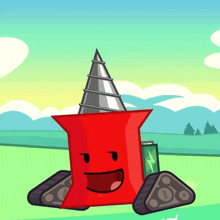 a cartoon character with a drill on top of it