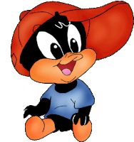 a baby looney tunes character wearing a red hat