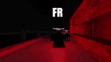 a person in a black robe is walking through a dark room with the word fr above them .