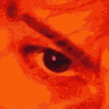 a close up of a person 's face in a red and black painting